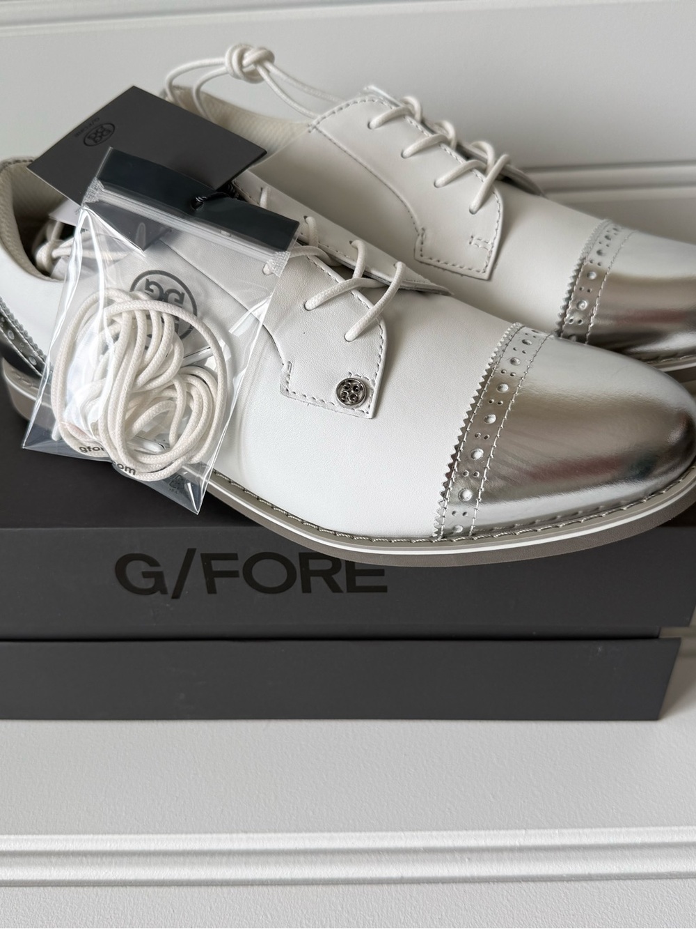 G/Fore Gfore Gallivanter Cap Toe Golf Shoes Women Ladies Silver 9.5 NEW 1975 - Picture 2 of 7